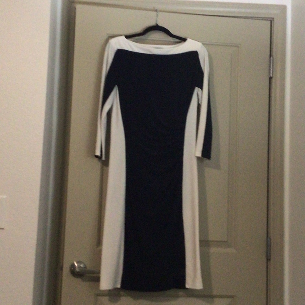 Ralph Lauren Elegant Black and White Long Sleeve Dress